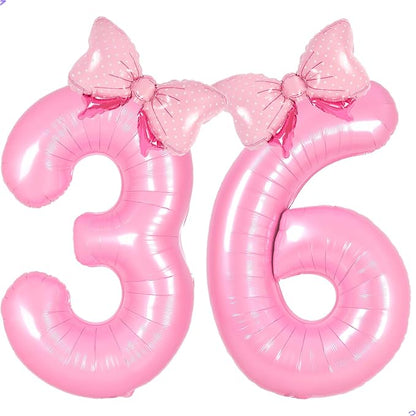 Pink Coquette Birthday Decorations 36 Balloon Numbers by Unknown