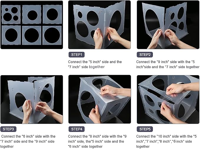 Auihiay 2-10 Inch Collapsible Plastic Balloon Sizer Box Cube, Balloon Sizer | - Image 3