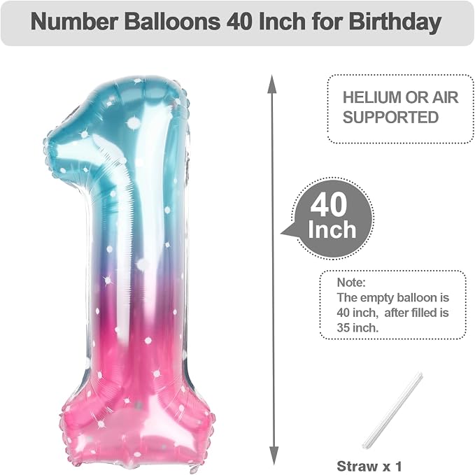 Number Balloons 40 Inch Pink Blue Purple 0 Balloon - Image 5