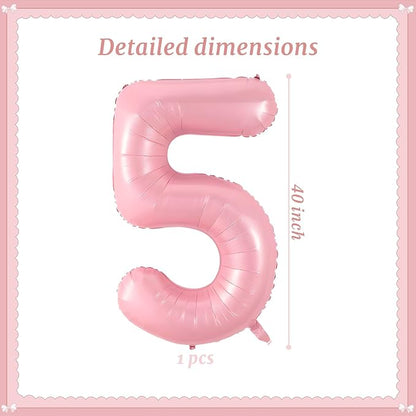 40 Inch Pink Number 5 Balloon Suitable - Image 2