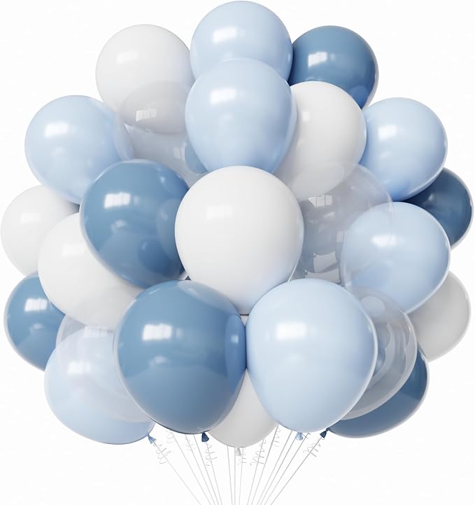 Dusty Blue Latex Balloons, Baby Shower Party Decorations by PATYDECRO