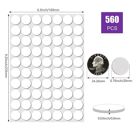 560 Pcs Sticky Tack Double Sided Adhesive Dots Round Putty Clear Stickers No - Image 2