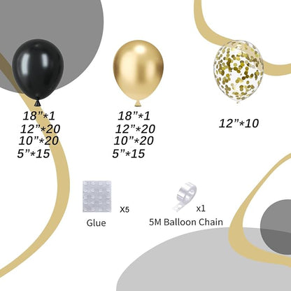 Black and Gold Balloons Arch Garland Kit - Image 2