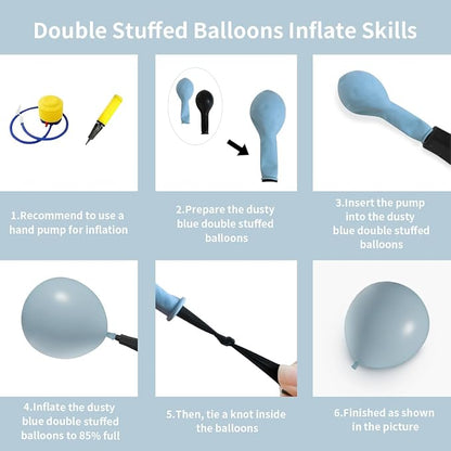 Dusty Blue Double Stuffed Balloons Different Size 115Pcs 5/10/12/18" Slate - Image 3