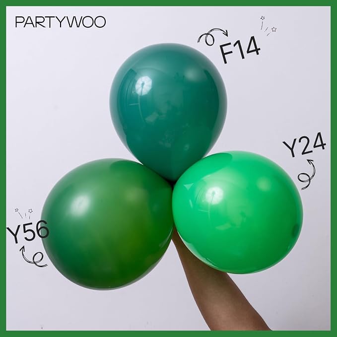 PartyWoo Dark Green Balloons 50pcs Emerald Hunter Forest Green Boho Neutral | - Image 4
