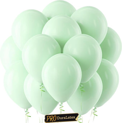 Pro Duralatex Pastel Green Extra-Thick Balloons 100 Pack 12 inch | Round Green by Bezente