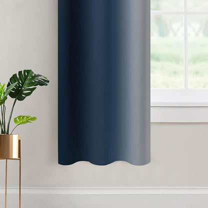 Yakamok Ombre Curtains Navy Blue and Greyish White - Image 4