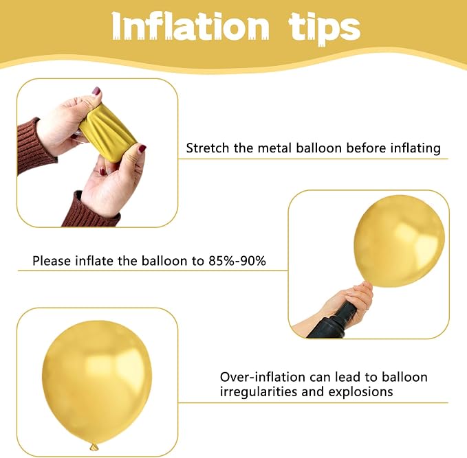 134Pcs Metallic Gold Balloons Different Sizes 5 10 12 18 Inch Chrome Gold Latex - Image 3