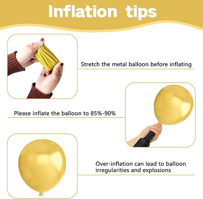134Pcs Metallic Gold Balloons Different Sizes 5 10 12 18 Inch Chrome Gold Latex - Image 3