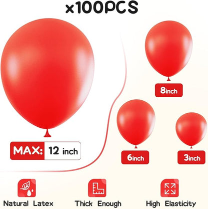 EMART Red Balloons 12 Inch 100pcs, Latex Balloons - Image 2