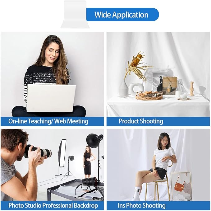 HEMMOTOP White Photo Backdrop, 6x9 ft, Photography Background | Polyester Fabric - Image 7