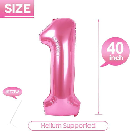 1 Balloon - Pink Birthday Number Balloons, 40 Inch Decorations Men Women | Pink - Image 5
