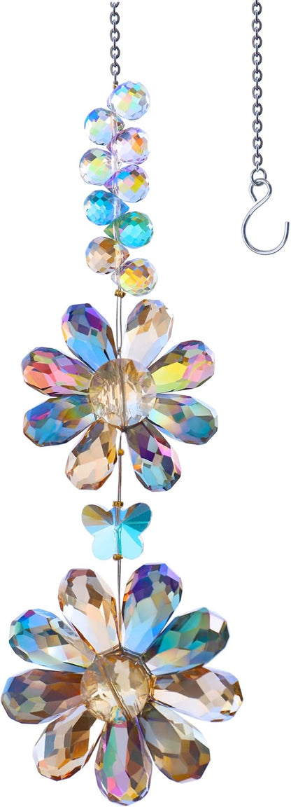 Crystal Flower Suncatcher Hanging Ornament, Rainbow Maker Window Sun Catcher by PEDOBO