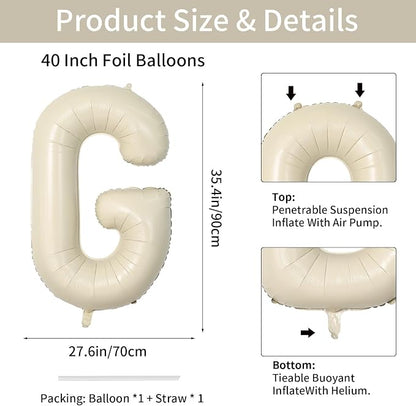 Biapian 40 Inch Giant Cream G Foil Balloon - Image 2