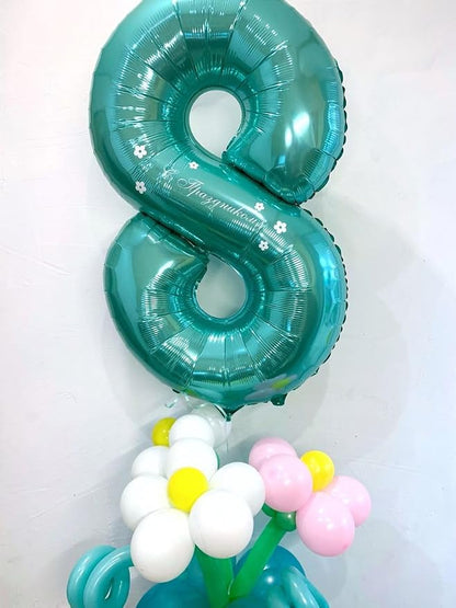 Happy Birthday Balloon 40 Inch Blue-Green 7 Balloon - Image 2