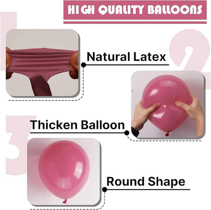 PartyWoo Mauve Dusty Balloons 50pcs Blush Pink Rose Latex Helium Balloons | 12 - Image 7