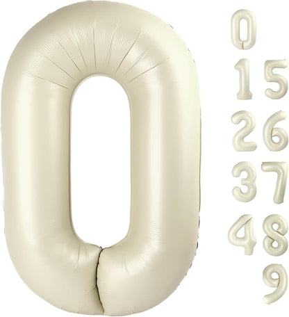 0 Balloon Number 40 Inch Cream Balloons by Mluchee