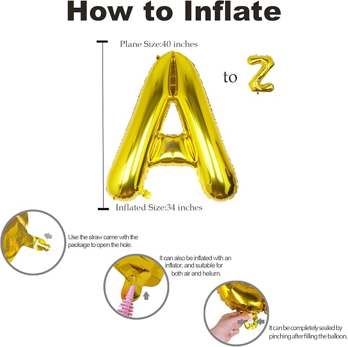 40 Inch Gold Letter V Balloon Big Foil Helium Letter Balloons A-Z | Giant Large - Image 2