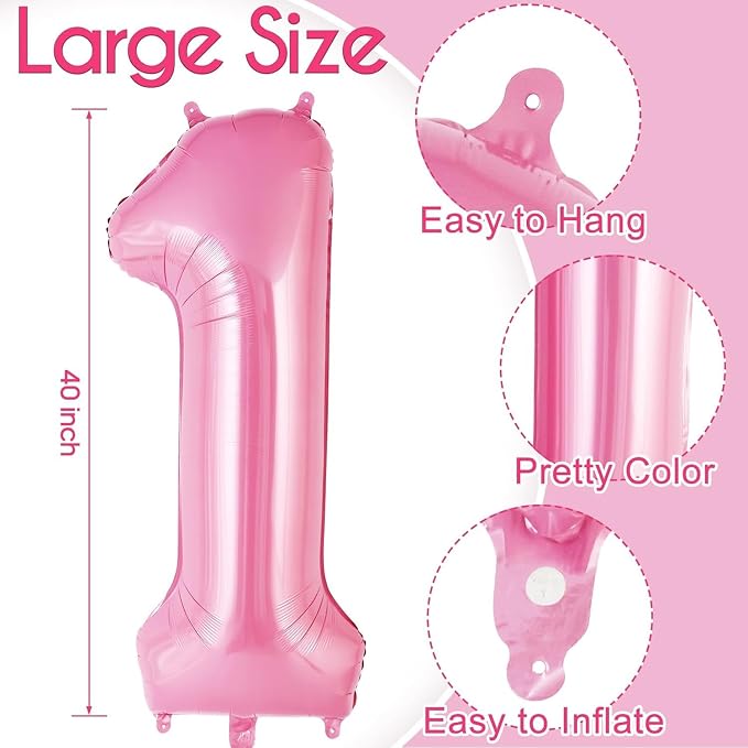Pink Number 12 Balloons, Big Large Foil Number Balloons, Jumbo Giant Mylar - Image 2
