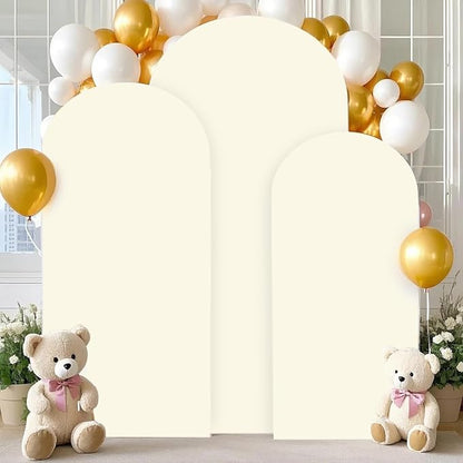 FANPROMS Wedding Arch Cover Set of 3 6FT 6.6FT 7.2FT Ivory Spandex Arch Stand - Image 2