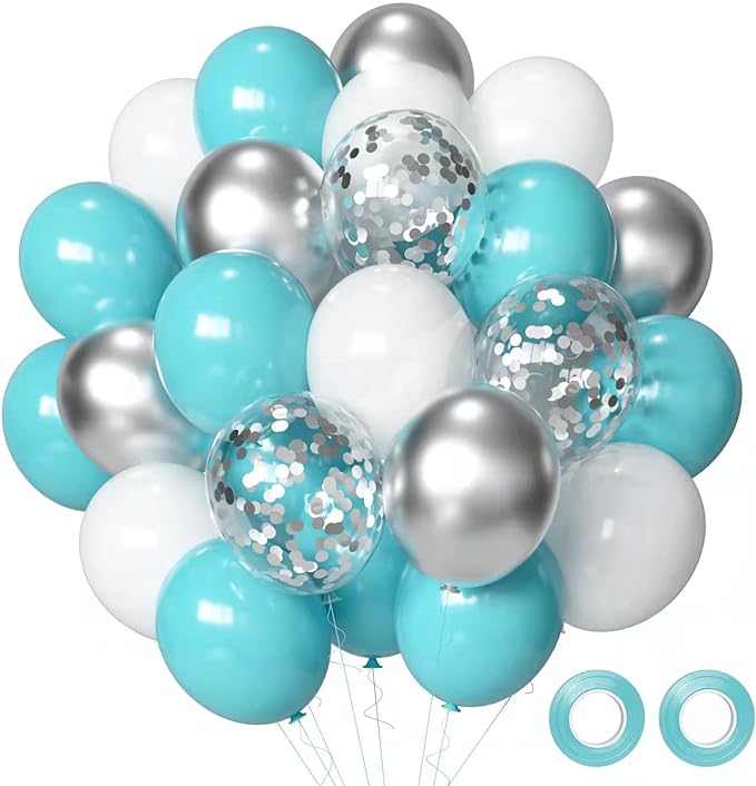 Teal Blue Silver Balloons by Aiwolf