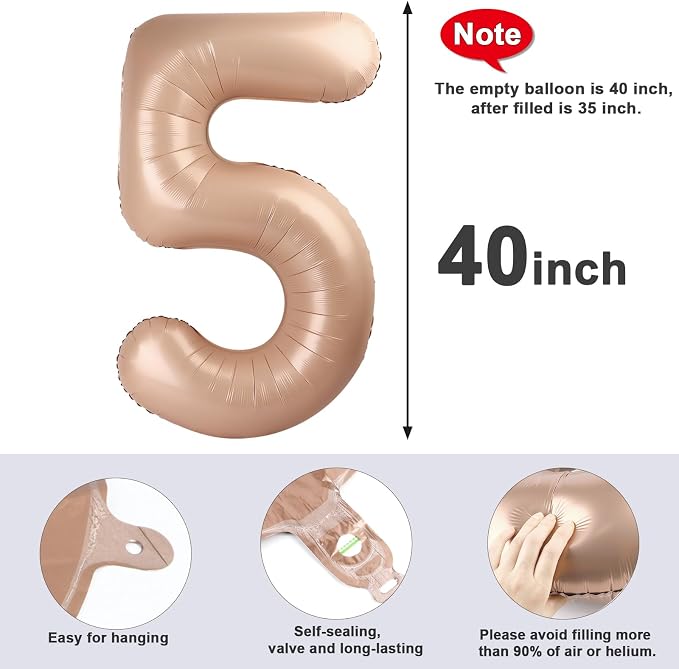5 Balloon Number 40 Inch Light Brown Balloons - Image 5
