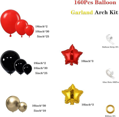 Red Gold Black Balloon Garland Arch Kit - Image 2
