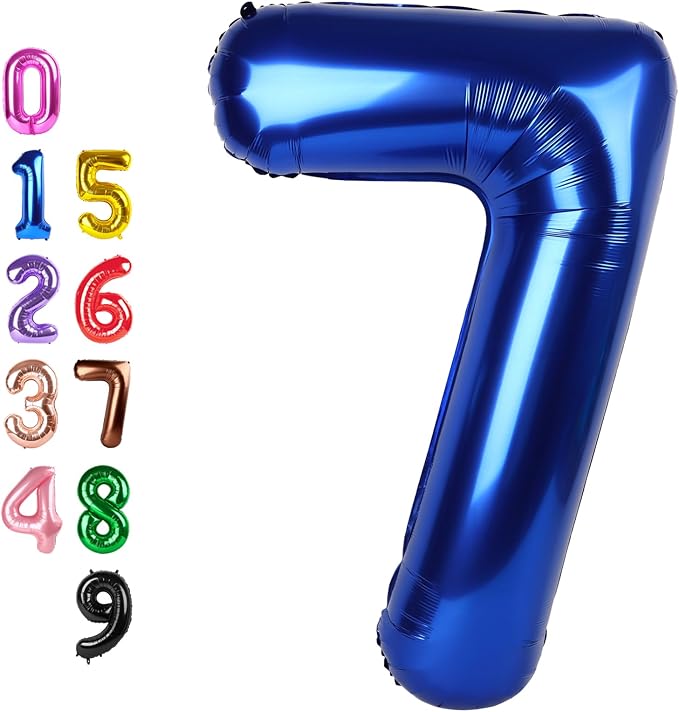 Number Balloons 7 Balloon Navy Blue by Enyeopd