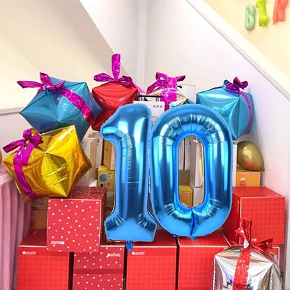 TONIFUL 40 Inch Blue Number 10 Balloon Large Foil 10th Birthday Decorations | - Image 5