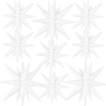 9Pcs White Star Balloons, Large Explosion Star Foil Balloons, Cone Mylar Spike by Dagelar
