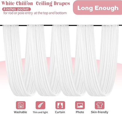 8 Panels White Ceiling Drapes for Wedding Ceiling Drapes 5ftx20ft Wedding Arch - Image 3