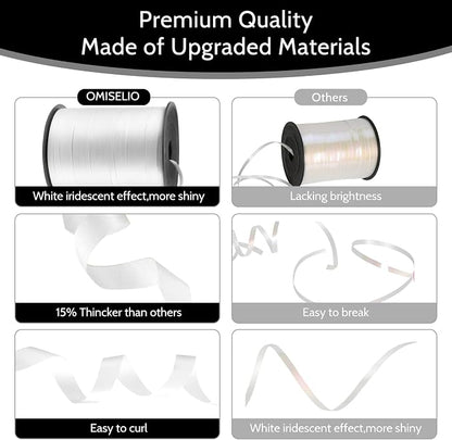 500 Yards White Curling Ribbon Metallic Balloon Roll - Image 2