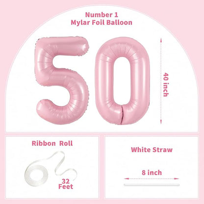 Number Balloons Pink Party Balloon - Image 2