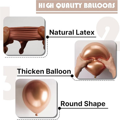 PartyWoo Metallic Rose Gold Balloons 50pcs Chrome Champagne Gold Color | 5 Inch - Image 6