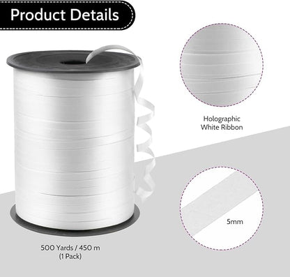 500 Yards White Curling Ribbon Metallic Balloon Roll - Image 3