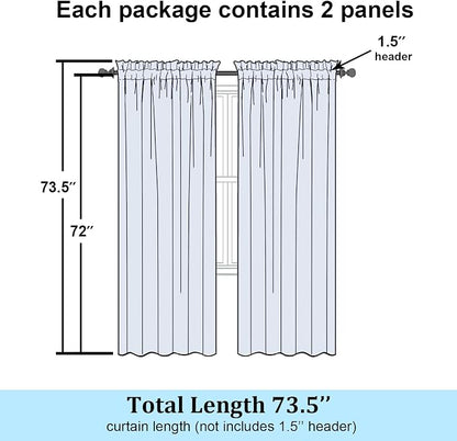 Simplebrand Grey Sheer Curtains 72 Inch Length 2 Panels - Image 7