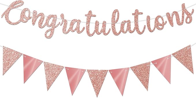 Glitter Rose Gold Congratulations Banner by Unknown