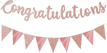 Glitter Rose Gold Congratulations Banner by Unknown