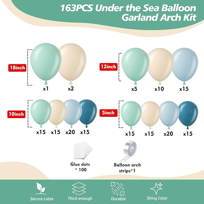 163Pcs Under The Sea Balloon Garland Arch Kit - Image 2
