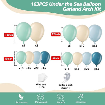 163Pcs Under The Sea Balloon Garland Arch Kit - Image 2