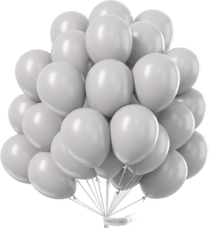 PartyWoo Gray Balloons 50pcs Matte Grey Latex Helium Balloons 12 Inch | Baby by PartyWoo