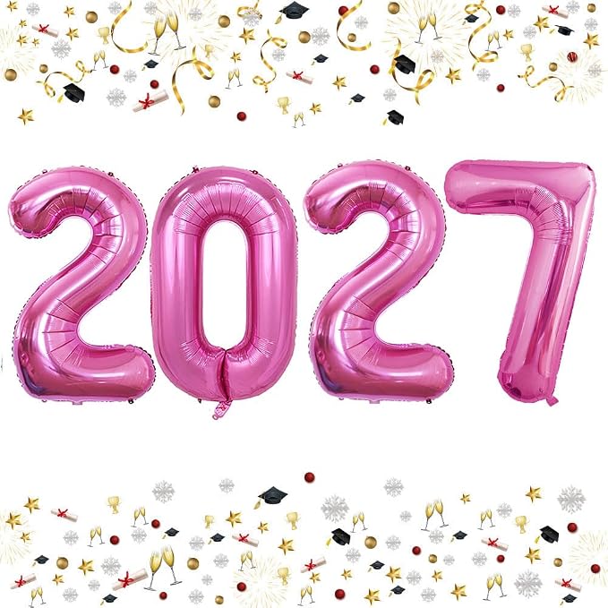 Hot Pink 2027 Foil Number Balloons by GOER