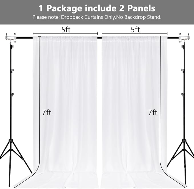 White Backdrop Curtain for Parties Wedding Decor- White Wedding Photography Rod - Image 2
