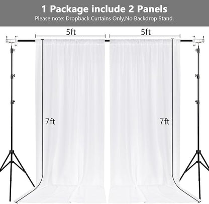 White Backdrop Curtain for Parties Wedding Decor- White Wedding Photography Rod - Image 2