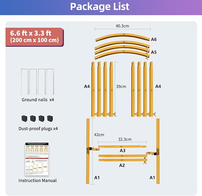Hemmotop 6.6ft Arch Backdrop Stand Gold | Metal, Ground Stakes - Image 8