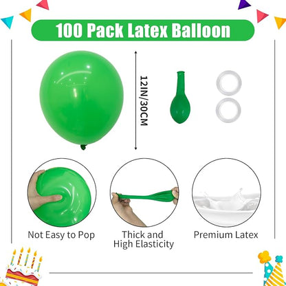 Green Balloons - 12 inch 100pcs Latex - Round Green Birthday Balloons - Image 2