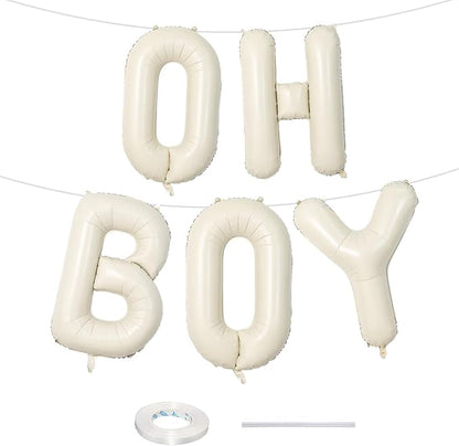 Large Beige Oh Boy Balloons, 40 Inch Cream White Sand OH BOY Balloon Letters by Lingqiang