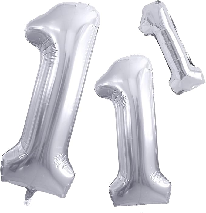 Silver Number 1 Foil Balloons, Huge Number Balloons by GOER