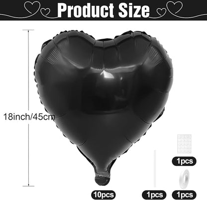 Black Heart Balloons, 18Inch Helium Polyester Film Balloon - Image 2