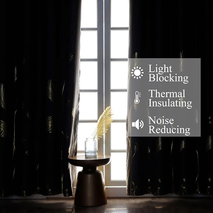 Gold and Grey Blackout Curtains Thermal Insulated 84 Inches Length - Image 6